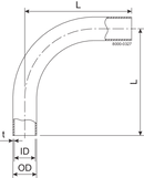 BOGEN 90° 31,8-POL/ROH-316L – LANG, 3XD-ISO2037