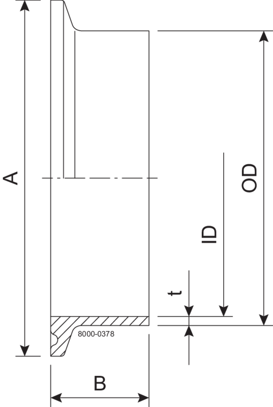 CLAMPSTUTZEN KK DN25 HSF0 1.4404 – DIN 32676