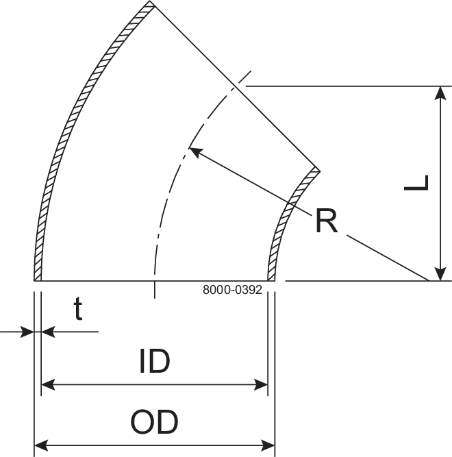 BEND 45 BS DN50 HSF2 1.4404 - DIN 11852