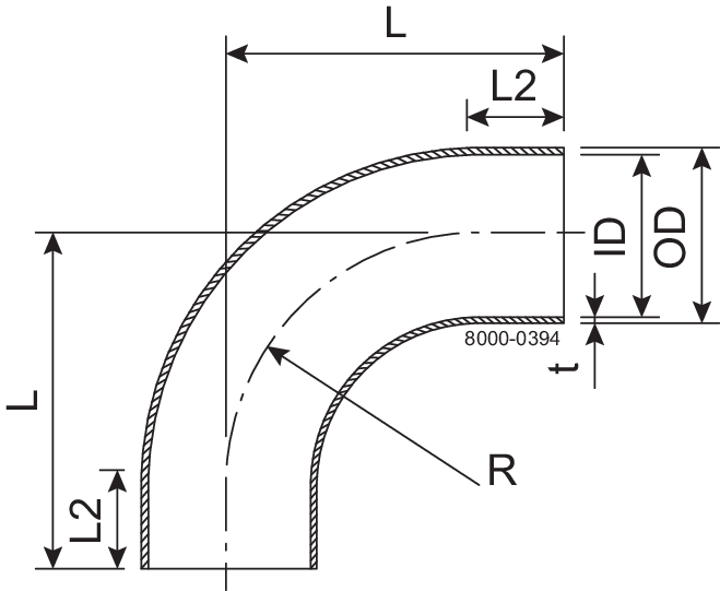 BEND 90 BL DN65 HSF2 1.4404 - DIN 11852