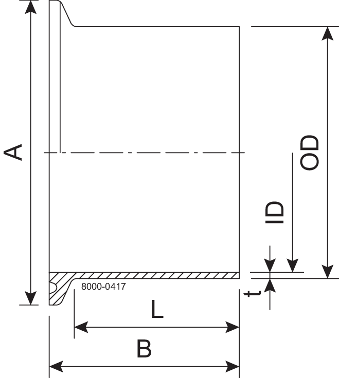 FERRULE KL DN80 H3 1.4404 - DIN 32676