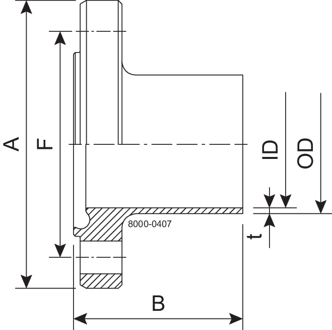 FLANGE NF DN125 H3 1.4404 - DIN 11853-2