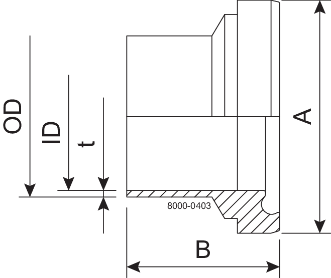 LINER BS DN40 H3 1.4404 - DIN 11853-1