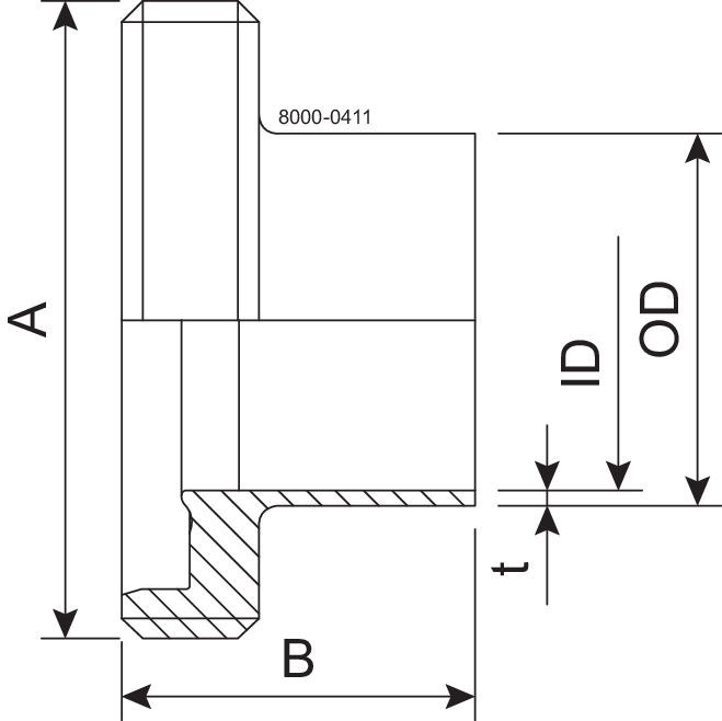 GEWINDESTUTZEN GS DN40 H3 1.4404 – DIN 11864-1