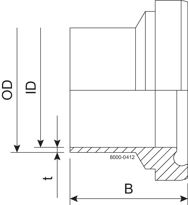 LINER BS DN80 H3 1.4404 - DIN 11864-1