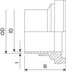 KEGELSTUTZEN BS DN32 H3 1.4404 – DIN 11864-1