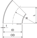 BOGEN 45° DN32 HSF3 1.4404 – PASST FÜR DIN