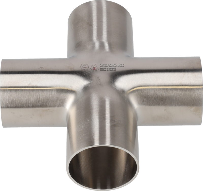 B9WWWW-4-316L-7 - WELD CROSS, POLISHED ID/OD