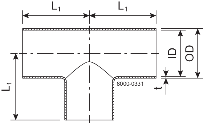 TEE 76.1-POL-316L - ISO2037