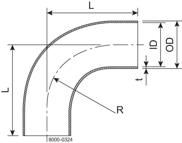 BOGEN 90° 38-POL/ROH-304L - 1XD-ISO2037