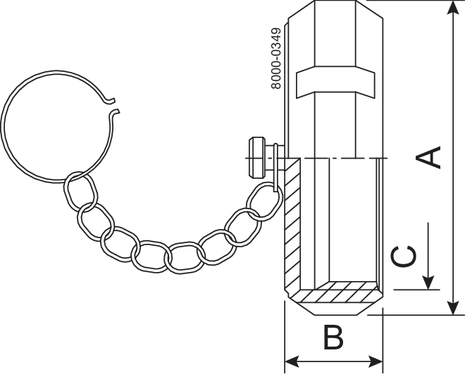 END CAP W. CHAIN 76.1-SB-304L - ISO2037