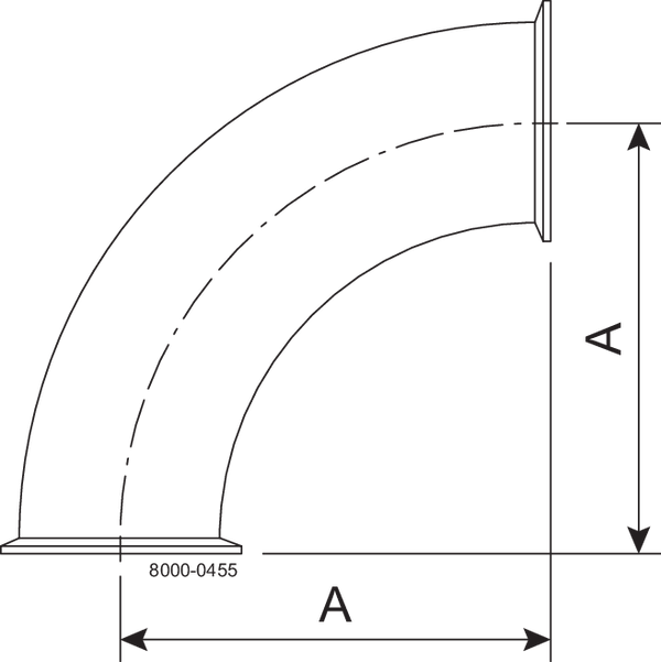 2CMP-31MP-3 X 2 1/2-304-7 - 90-TRI-CLAMP-BOGEN, POLIERT ID/OD