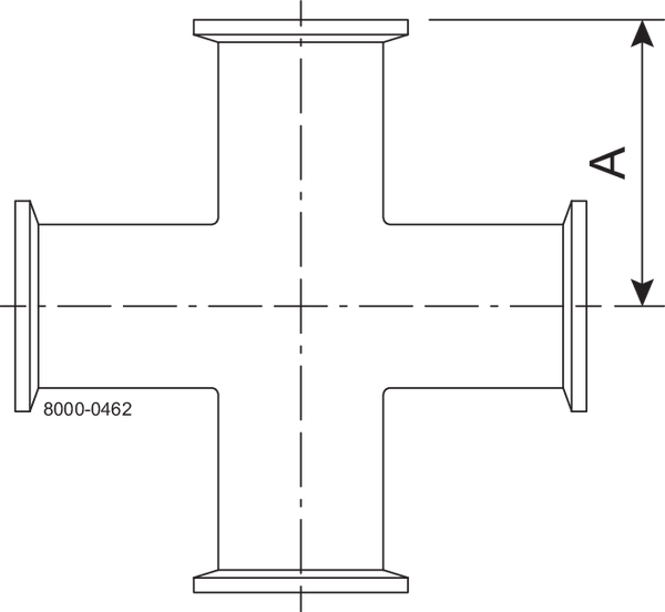 B9MP-2-316L-7 - TRI-CLAMP CROSS,POLISHED ID/OD