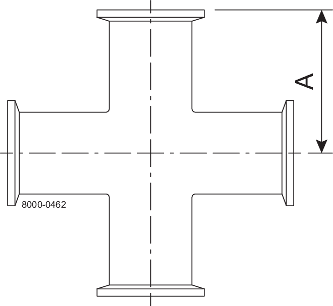 B9MP-4-304-7 - TRI-CLAMP CROSS,POLISHED ID/OD