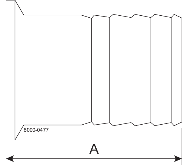 14MPHR-1 1/2 X 1 1/2-316L-7 - TC X RUBBER HOSE ADAPTER