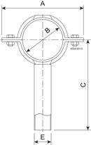 PIPE SUPPORT ISO 101.6X150-304 - TIGHT-WITH LONG SHAFT-PIPE SUPPORT